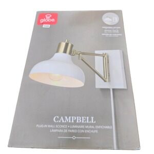 Globe Electric Campbell Wall Sconce Matte White Brass Plug-In Hardwire 51344